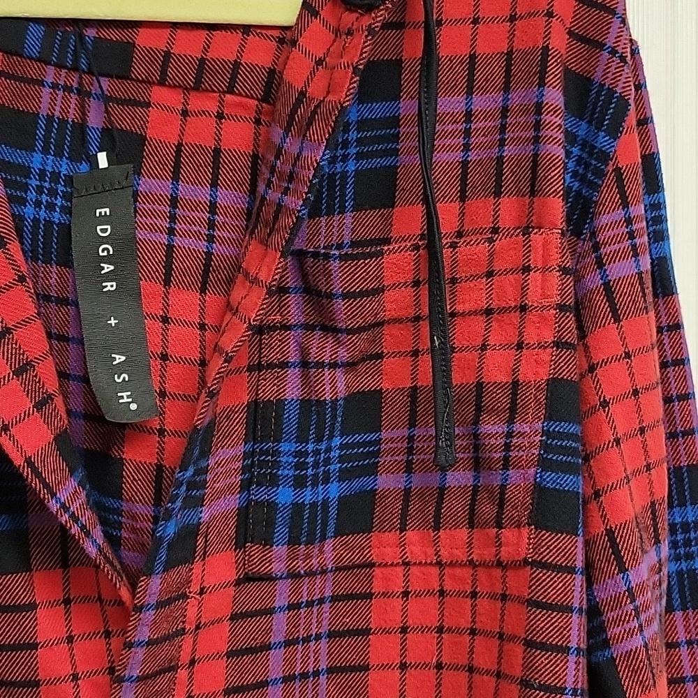 Edgar + Ash long sleeve plaid hooded flannel. Men's medium. new with tags - Picture 2 of 5